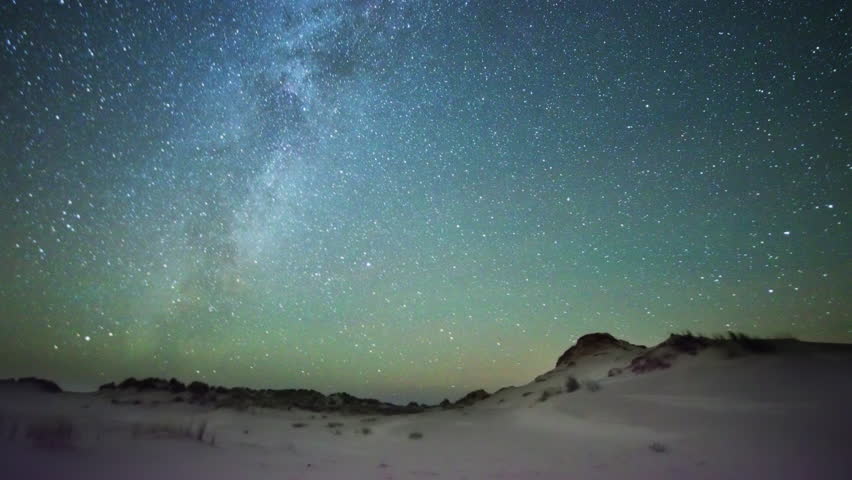 Milky Way star trails over embryonic dunes