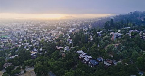 Aerial of berkeley university & The Cal Campus Campanile. 25 July, 2017, Berkeley, USA
