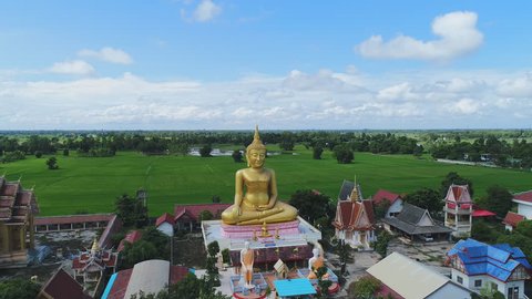 PHITSANULOK, THAILAND - SEPTEMBER 24, 2017: Top view Golden Buddha in Wat Klong Boat in Phitsanulok, Thailand