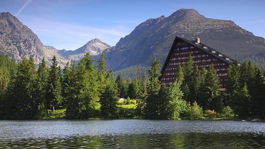 Mountain lake in National Park High Tatra. Strbske pleso, Slovakia. HD video
