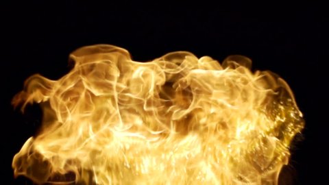 Huge blast of hot flame, close shot in slow motion, mushroom explosion shape