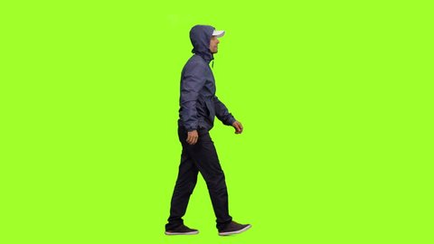 Hooded Man Walks On Green Screen Stock Footage Video (100% Royalty-free ...