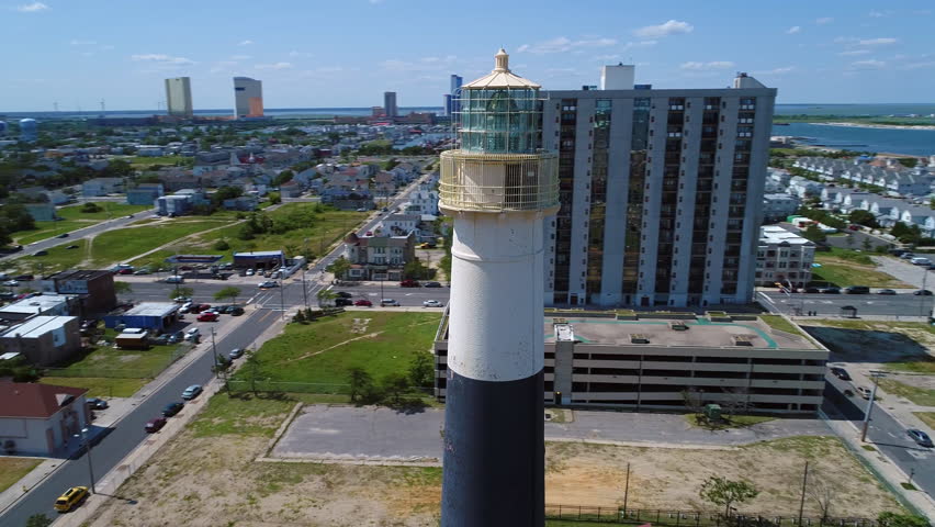 Aerial drone video Absecon Lighthouse Atlantic City NJ