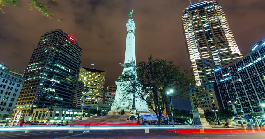 Indianapolis Downtown Monument Night Time-lapse. a time-lapse of the Soldiers