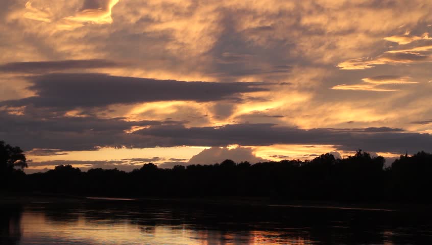 Sunset on the Elbe river in Saxony-Anhalt / Germany