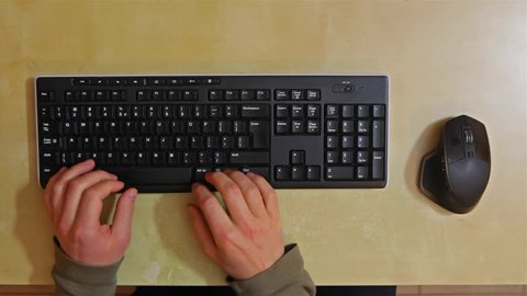 Using keyboard and mouse viewed from above
