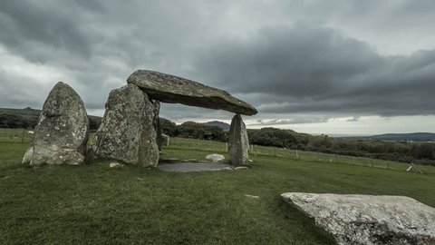4K Timelapse of the Pentre Ifan Dolmen Burial Chamber, Pembrokeshire, Wales