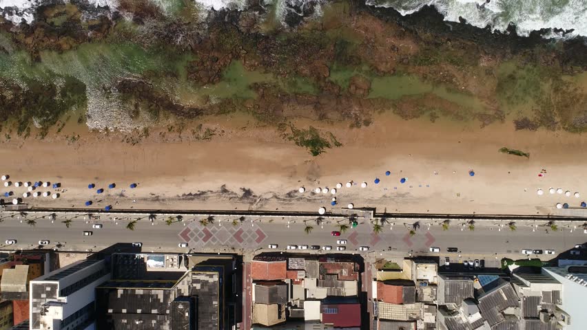 Top View of Barra Beach in Salvador, Bahia, Brazil