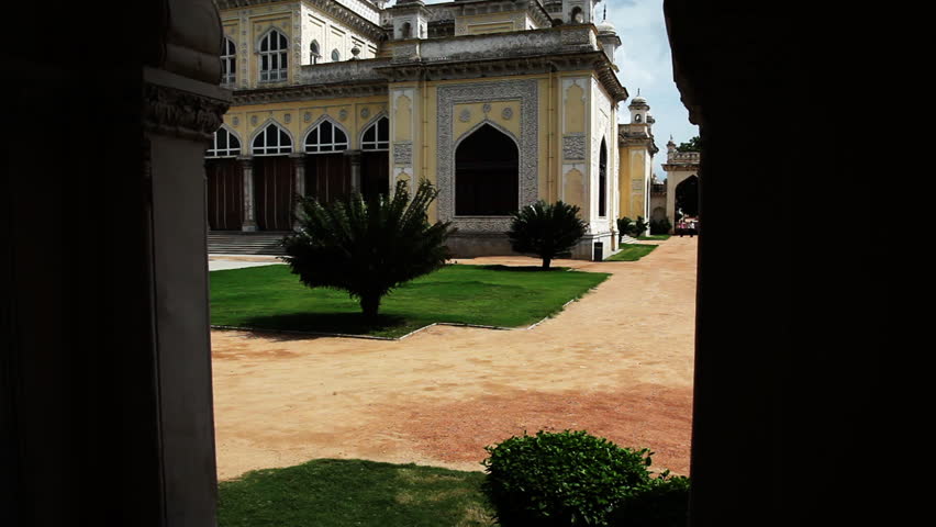 Tilt up shot of Chowmahalla Palace, Hyderabad, Andhra Pradesh, India