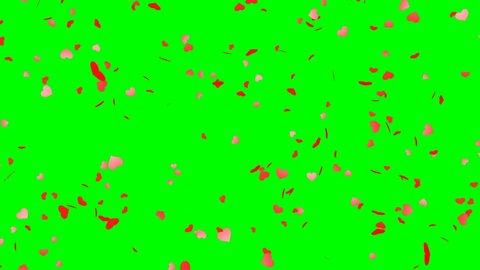 Heart shape confetti - loop, green screen, 4K
