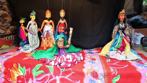 Locked-on shot of Puppet show, Shilparamam, Madhapur, Hyderabad, Andhra Pradesh, India