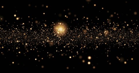 christmas golden light shine particles bokeh loopable on black background, holiday congratulation greeting party happy new year, christmas celebration concept