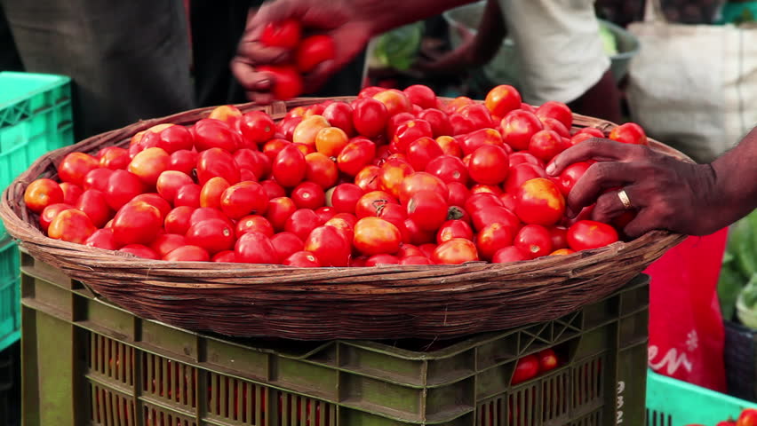 Locked-on shot of a heap of tomato at a market stall, Dadar Vegetable Market, Dadar, Mumbai, Maharashtra, India Royalty-Free Stock Footage #3115306