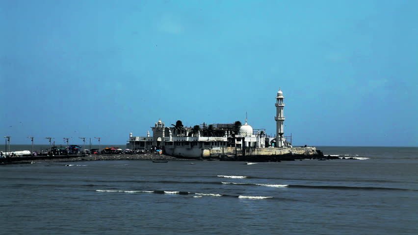Locked-on shot of a mosque, Haji Ali Dargah, Worli, Mumbai, Maharashtra, India