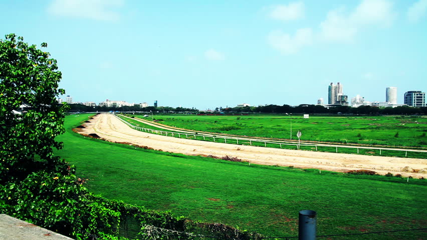 Pan shot of a racecourse, Mahalaxmi Racecourse, Mahalaxmi, Mumbai, Maharashtra, India