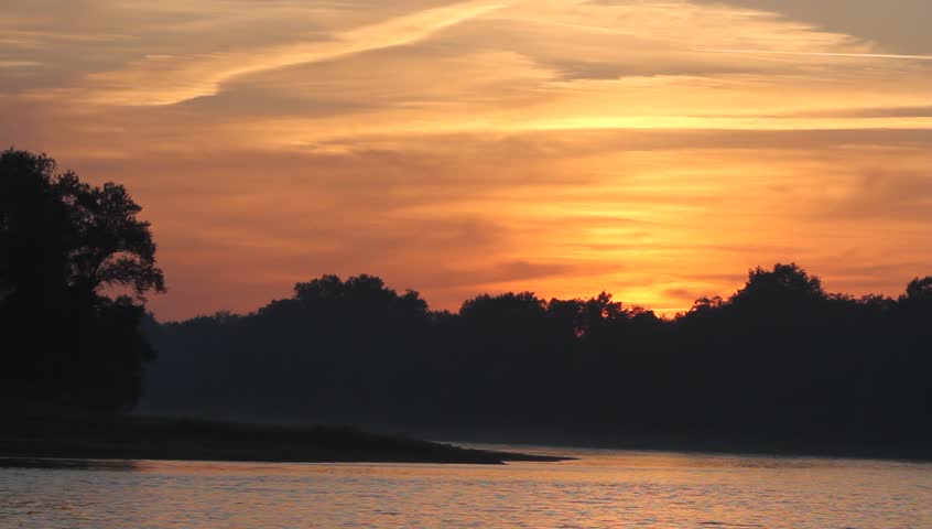 Sunset on the Elbe river in Saxony-Anhalt / Germany