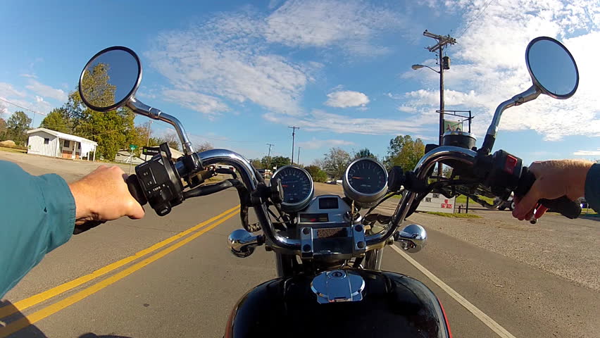 HARTSHORNE, OK - October 23, 2012: The point of view of a motorcycle rider