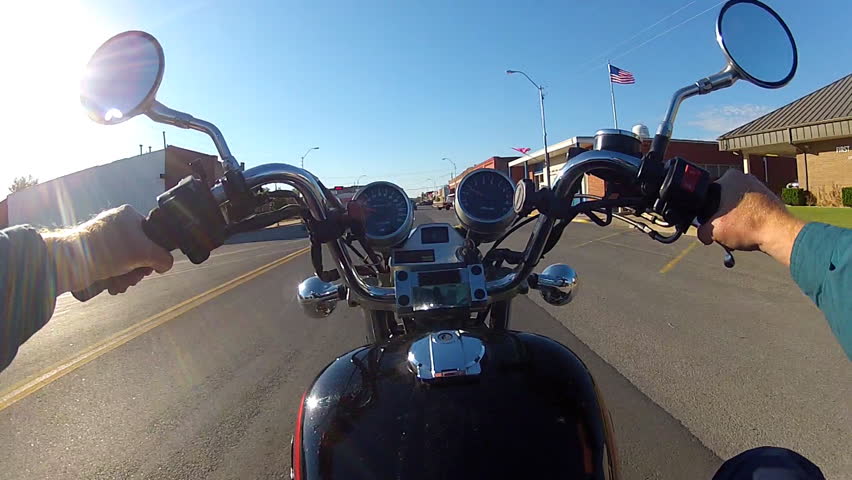 HARTSHORNE, OK - October 23, 2012: The point of view of a motorcycle rider