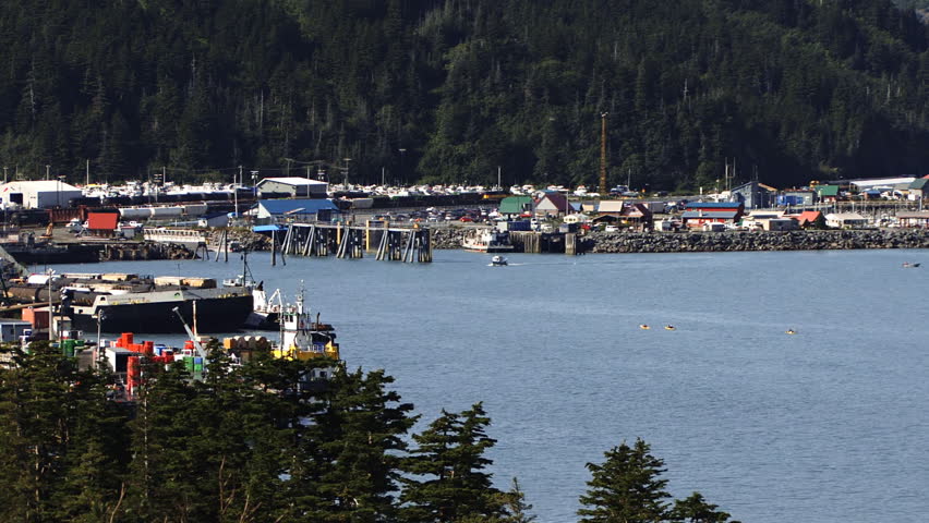 Whittier Alaska - Long Shot of Harbor and Town