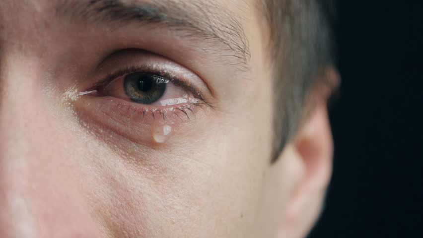 Shot of Crying man with tears in eye closeup Royalty-Free Stock Footage #31164394
