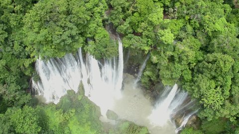 Aerial View Thi Lo Su (Tee Lor Su) waterfall in Umphang Wildlife Sanctuary. Thi Lo Su is claimed to be the largest and highest waterfall in northwestern Thailand 
