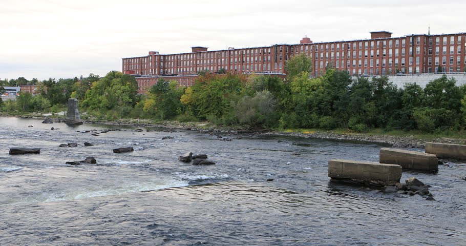 View of Merrimack River in Manchester, New Hampshire 4K