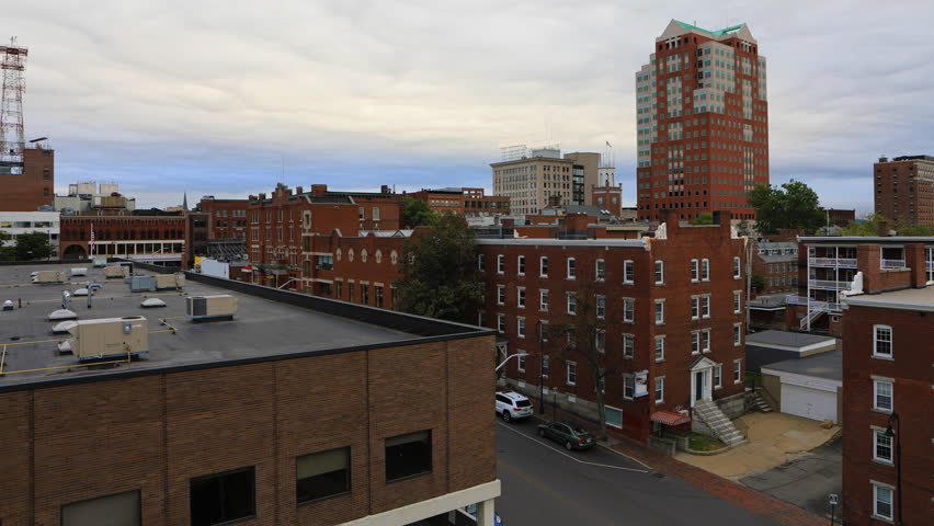 Timelapse of Manchester, New Hampshire Cityscape 4K