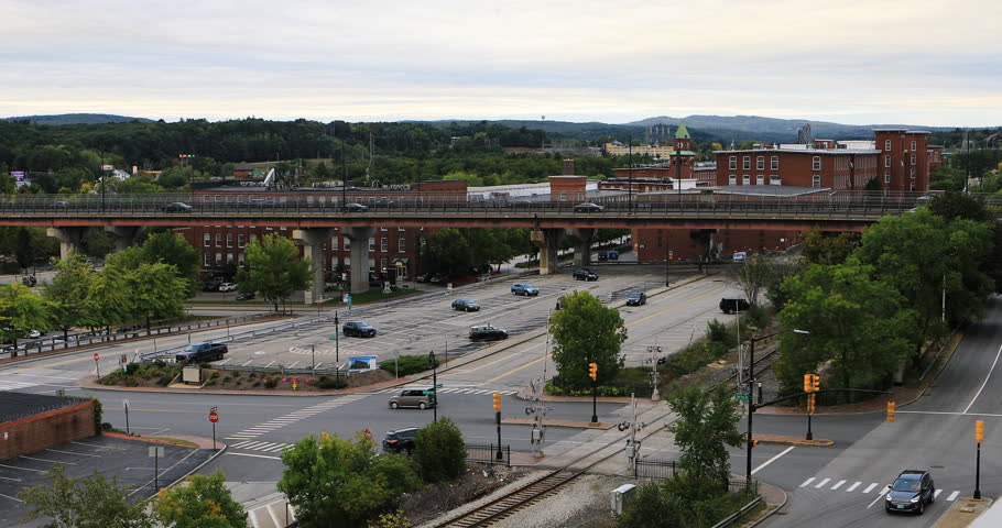 View of Manchester, New Hampshire traffic 4K