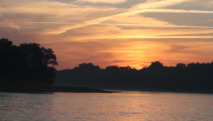 Sunset on the Elbe river in Saxony-Anhalt / Germany