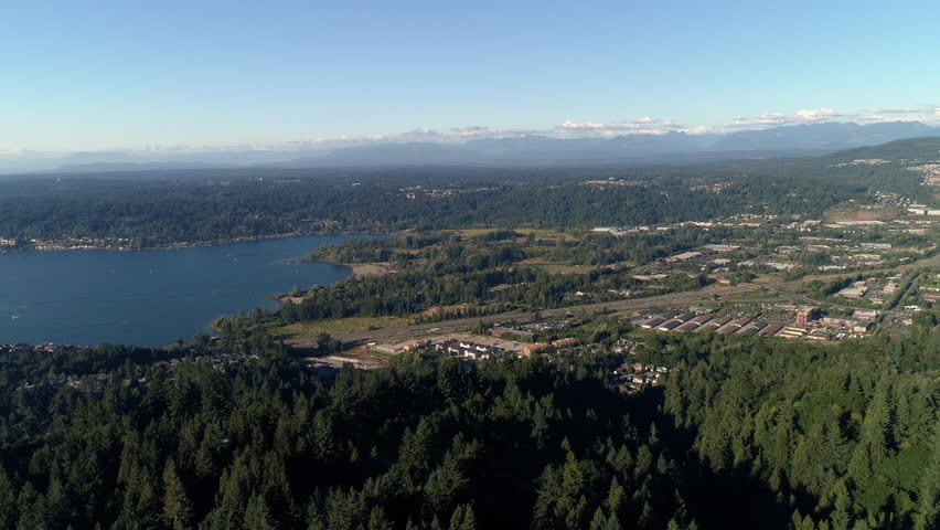 Aerial Over Cougar Mountain of Lake Sammamish Park in Issaquah, Washington	