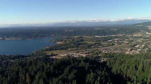 Aerial Over Cougar Mountain of Lake Sammamish Park in Issaquah, Washington	