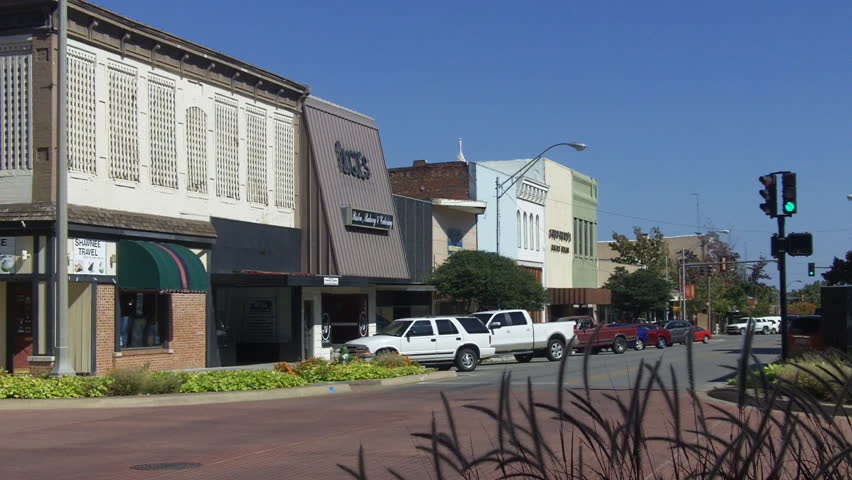 Shawnee, OK - October 18, 2012: Old style shops in the downtown area of this