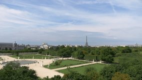 
High quality video of aerial view on The Tuileries Gardens and Eiffel Tower in Paris in 4k slow motion 60fps
