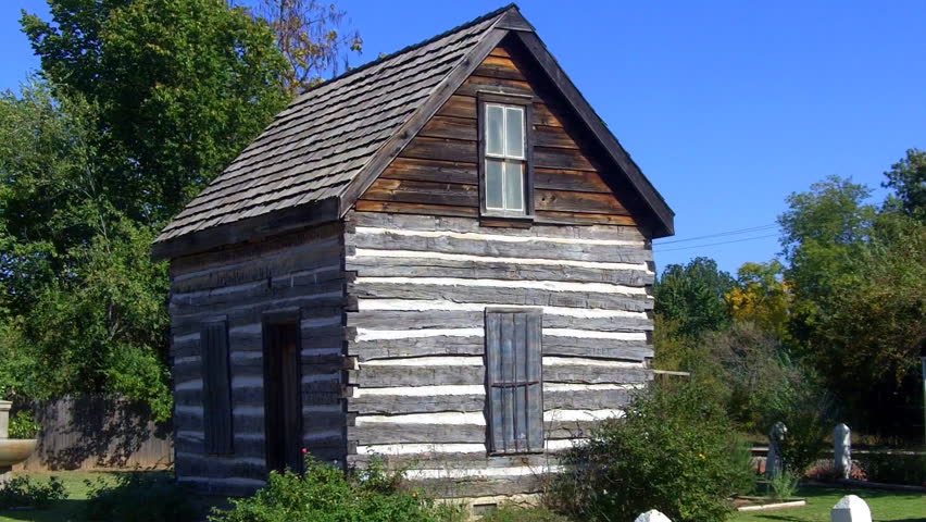 SHAWNEE, OK - OCTOBER 18, 2012: The original restored log cabin (now museum