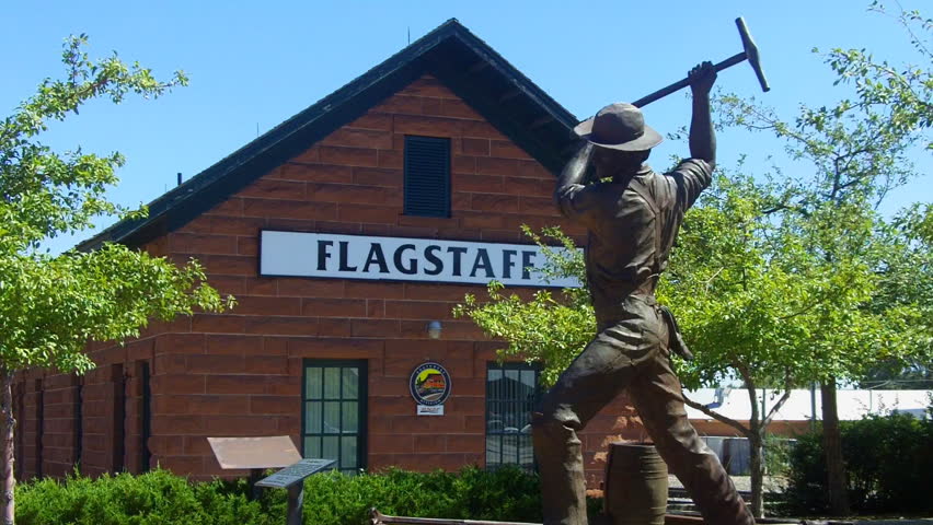 FLAGSTAFF, AZ - OCTOBER 7, 2012: A sculpture of a railroad worker by Clyde