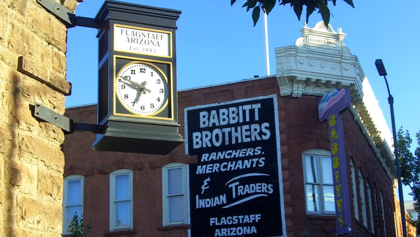 FLAGSTAFF, AZ - September 22, 2012: A clock and department store in the historic