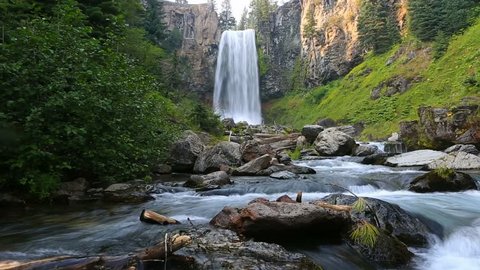 High definition 1080p movie with audio of beautiful Tumalo Falls west of Bend Oregon hd United States