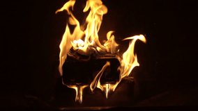 Slow motion video of a fire 