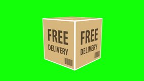 Box package free delivery service. Available in 4K FullHD and HD video 3D render footage. Animation for yours presentation.