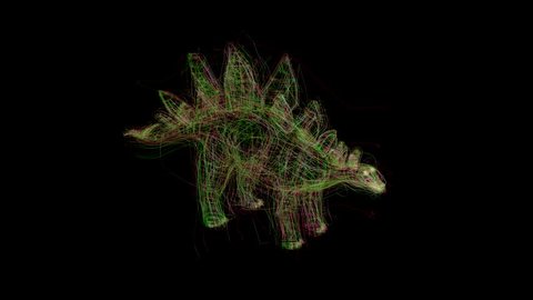 Dinosaur made of hair that is building in black background