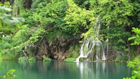 Amazing Waterfalls Landscape at Plitvice Lakes National Park, Croatia. 4K Ultra HD 3840x2160 Video Clip