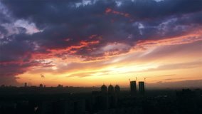 4K Amazing Aerial Timelapse Sunset Above the City. Ultra HD 3840x2160 Video Clip