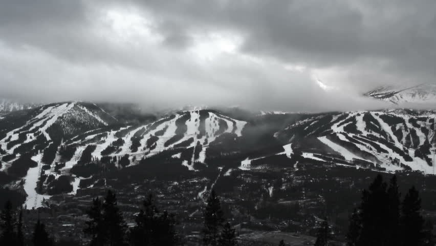 Dark clouds over ski resort. HD 1080p timelapse.