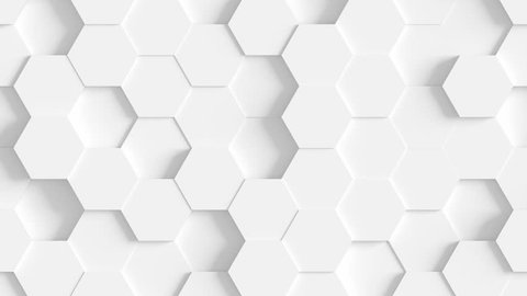 Abstract Hexagon Geometric Surface Loop 1A: light bright clean minimal hexagonal grid pattern, random waving motion background canvas in pure wall architectural white. Seamless loop 4K UHD FullHD. 库存视频