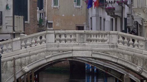 Bridge of Sighs or Ponte dei Sospiri in Venice, Italy, zoom out view, 4k