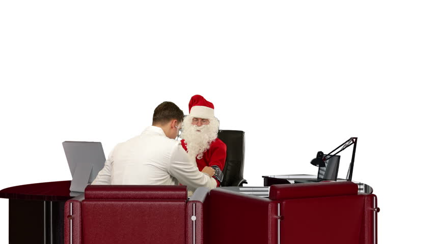 Santa Claus is sick, Doctor measuring blood pressure and giving bad news,