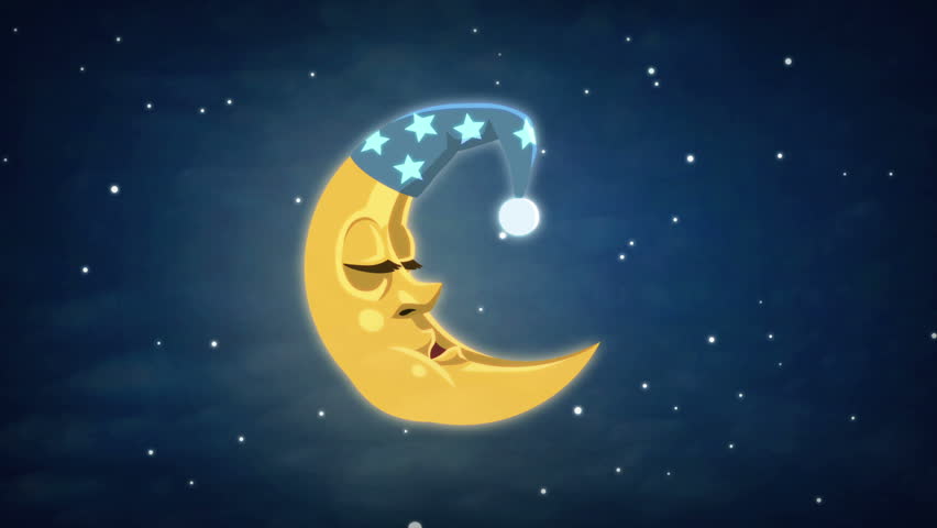 Sleeping Cartoon Moon Animation Stock Footage Video (100% Royalty-free