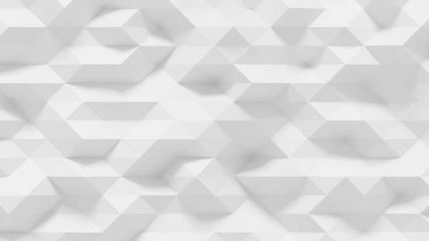 Abstract Polygonal Geometric Surface Loop 4A: light elegant clean soft low poly random motion background of waving pure bright white gray architectural small triangles. Seamless loop 4K UHD FullHD.