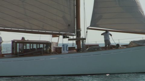 IMPERIA, ITALY: Old sailing boat in Mediterranean Sea during the regatta "Vele d'epoca" on 5 september 2012, Imperia (Italy)