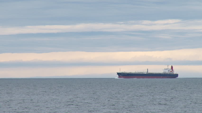 Oil tanker heading in from the inlet.